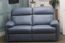 G PLAN HARDY STATIC 2 SEATER SOFA IN CAMBRIDGE SKY LEATHER RRP £2918.