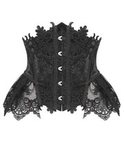 Devil Fashion Womens Gothic Lace Embellished Waist Cincher Corset Belt Black