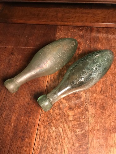 Antique green glass bottles - antique,
