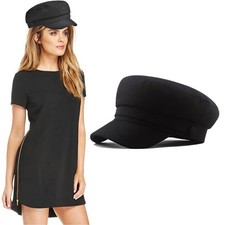 Lennon Cord Mariner Breton Cap Black Adjustable Barge Fisherman Greek Sailor