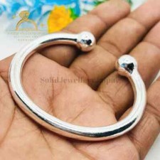 Double Ball Bangle Solid 925 Silver 7 mm Torque Bangle Men's Torque Gift Bangle