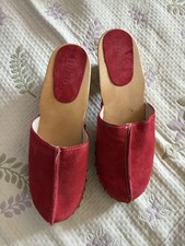 Womens Wooden Red Clogs Size 40