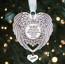 Angel Wings Pendant Memorial Christmas Gift Tree Decoration Mum Dad Grandad Nan.