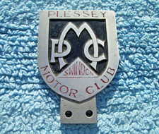 VINTAGE 1950s PLESSEY MOTOR CLUB SWINDON CAR BADGE~WW2 AIRCRAFT RADIO COMPONENTS