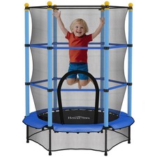 HOMCOM 4.6FT Kids Trampoline with Safety Enclosure for Ages 3-10 Years Blue