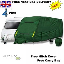 CoverPRO Caravan Cover Premium Breathable 4-Ply Full Green 4 Zips ALL SIZES New