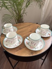 Minton Style 4 x Cup & Saucer Set. Bird & Flowers Antique Vintage Retro Set