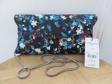 LK Bennett Flo clutch bag NWT envelope curve detachable chain black floral