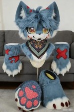 Fursuit Long haired Dog Fox Mascot Party Halloween Fur Cosplay