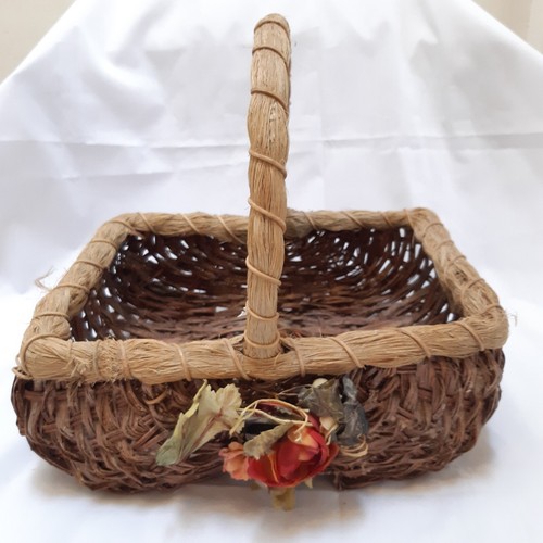 Vintage woven basket with - woven,