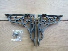 PAIR OF 6"  Shelf Brackets Cast Iron Vintage Victorian scroll ornate scaffold