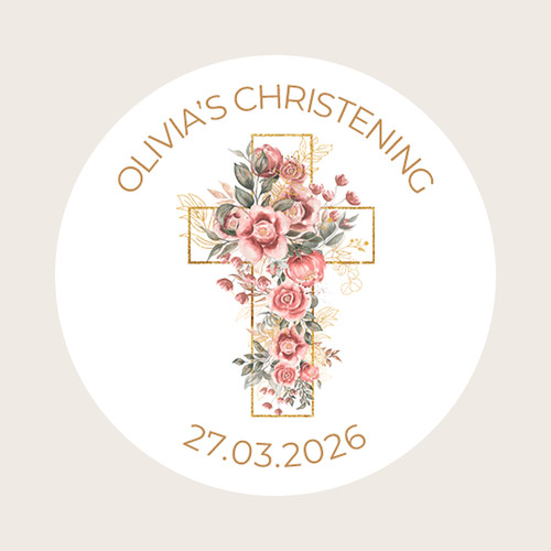 Personalised round christening - personalised,