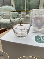 6 x NEW Pip Studio Glass Tumblers Christmas Gold stars and stag decoration