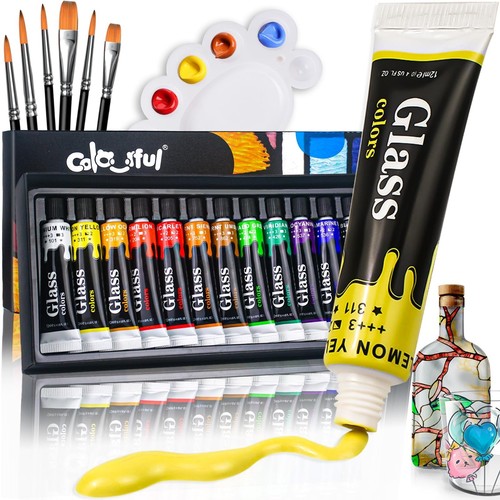 Acrylic glass paint set - acrylic, 6