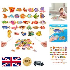 Educational 33-Piece Wooden Magnetic Fishing Set - Fun Ocean Discovery Game