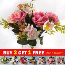 Vintage Silk Artificial Flowers Peony Rose Wedding Fake Bouquet Home Party Decor