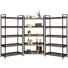 3 x 5 Tier Contemporary Industrial Bookshelf/Shelving Unit Oak finish 1750mmH 