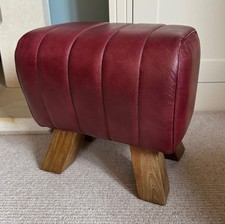 Red leather stool footstool - leather, /