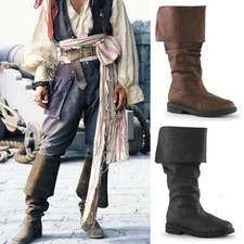 Retro Medieval Viking Pirate Men Boots Nordic Jackboot Renaissance Steampunk UK