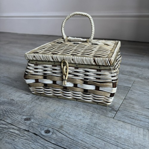 Vintage 1950s woven sewing box - sewing,