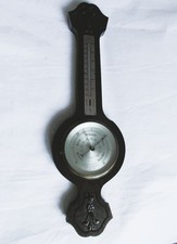 1950s Carved Wood Banjo Barometer by Comitti of London - Tested & Attractive