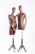 Male Female Tailor's Dummy Wood Arms Hands Adjustable Faux Leather Cover