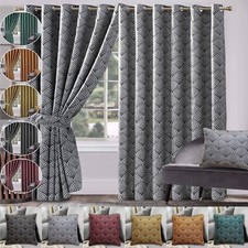 Modern Luxury Jacquard Curtains Fully Lined Ready Made Ring Top & Pencil Pleat