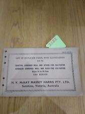 H V Mckay Massey Harris Drill Spring Tine Cultivator Parts Manual