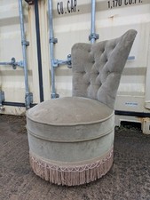 Vintage Button Back Chair Bedroom Nursing Dressing Boudoir Style Seat green