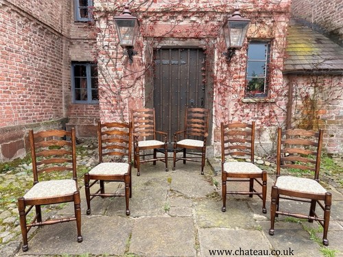 Set vintage oak ladder - ,