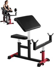 VEVOR Preacher Curl Bench Adjustable Home Gym Biceps Machine Barbell Equipment