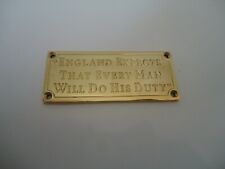 Admiral Lord Nelson Victory Ship Brass Sign England Expects / Pub Bar Royal Navy