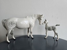 Beswick Mare Dapple Grey Horse And Arab Foal Figurines