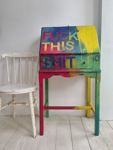 Rainbow painted bureau - bureau, cabinet