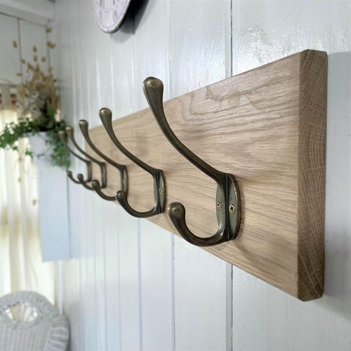 Coat rack solid oak - oak, wooden