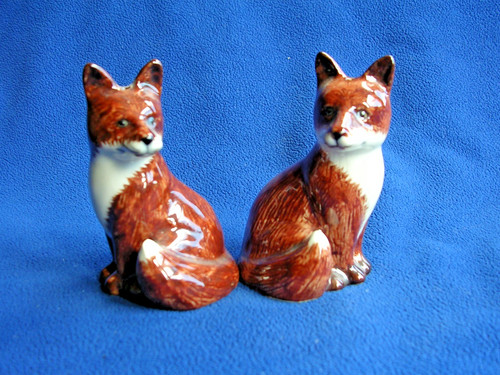Quail pottery fox cruet - quail, set