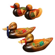 2Pcs Wooden Mandarin Duck Statues Romantics Love Symbol For Home Wedding Decors