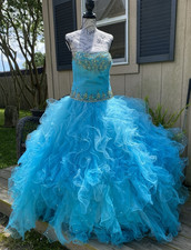 Jovani Light Blue Ruffled Lace
