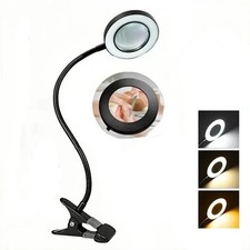 10X LED Magnifier Glass Desk Lamp With Light Stand Clamp Beauty Magnifying Lamp