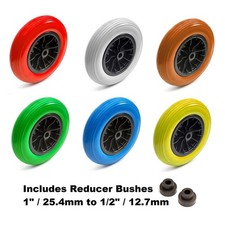 14 Inch 3.50-8 PU Puncture Proof Solid Tyre & Wheel 1" / 1/2" Bore Wheelbarrow