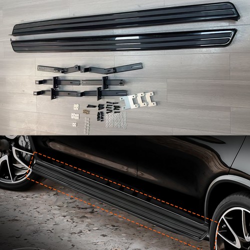 2pc black aluminium side steps - aluminium,