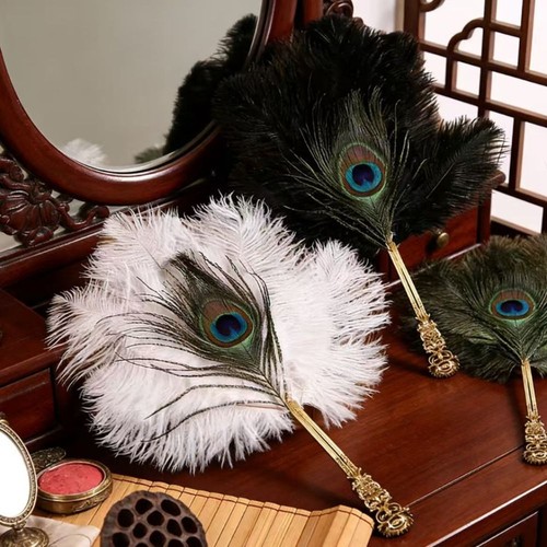 Portable ostrich feather fan - ostrich,