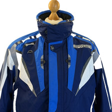 Spyder Ski Jacket Coat Dermizax EV Xstatic Men UK 42 L Blue Hooded Snowboard