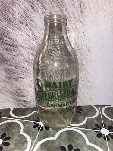 Vintage glass milk bottle - glass,