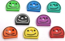 Smiley Key Cap Covers Assorted Colours Plain Rubber  ID Keyring Tag Identifier