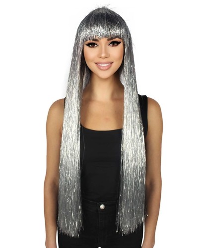 Long tinsel wig for women - tinsel,