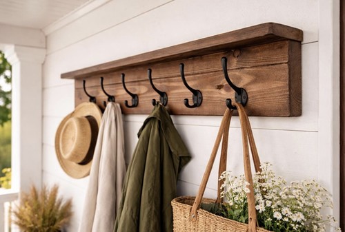 Rustic wooden coat - rack, with