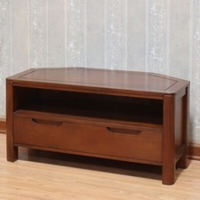 Corner TV Stand | Solid Mahogany |  Drawer & Open Shelf Ledbury Range NEW CBN094