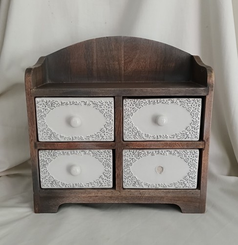 Vintage white ceramic wood