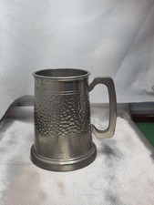 Vintage Old Country Rose Glass Bottom Pewter Tankard